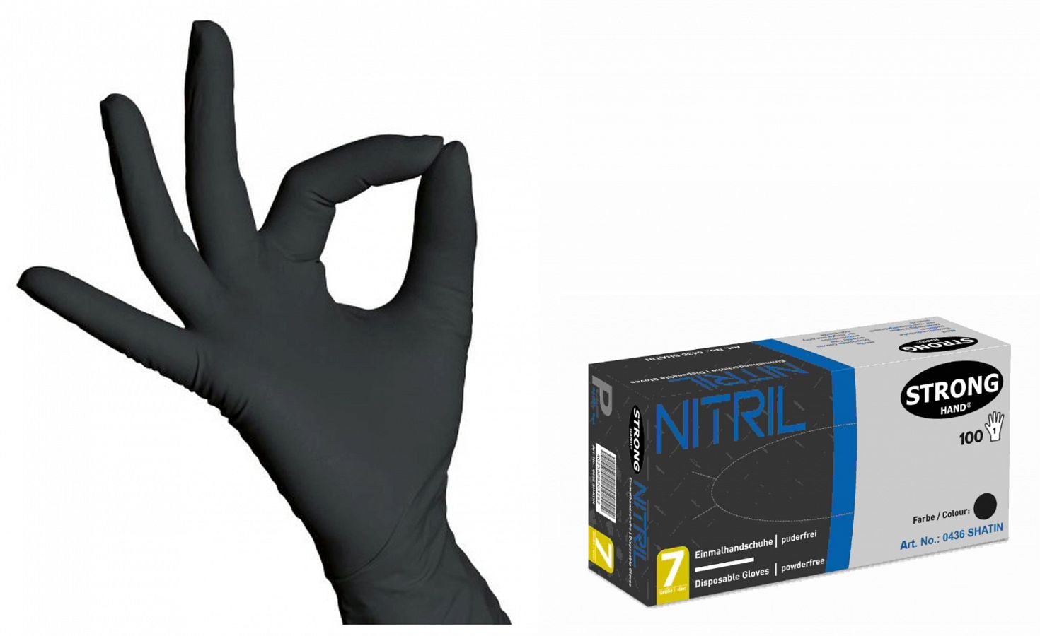 Rukavice nitril SHATIN jednoráz. nepudrované černé vel. M/8 - Obrázek Rukavice nitril SHATIN jednoráz. nepudrované černé vel. M/8 - Obrázek