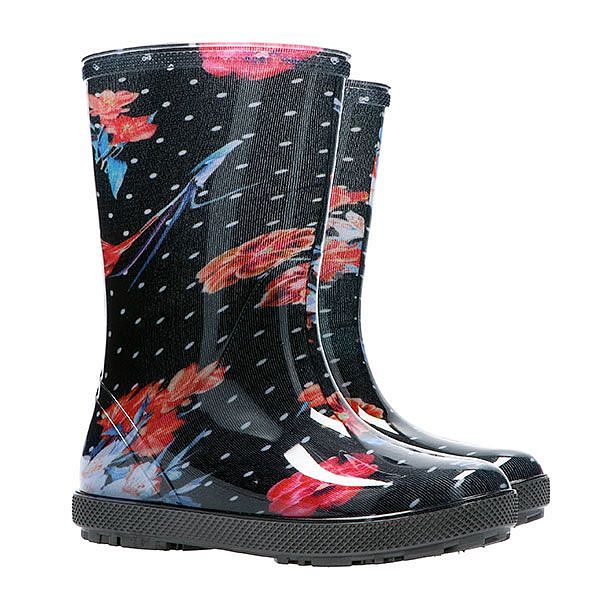 HAWAI LUX PRINT 0048  zateplené holínky černá/kytka vel.22-23 - Obrázek HAWAI LUX PRINT 0048  zateplené holínky černá/kytka vel.22-23 - Obrázek