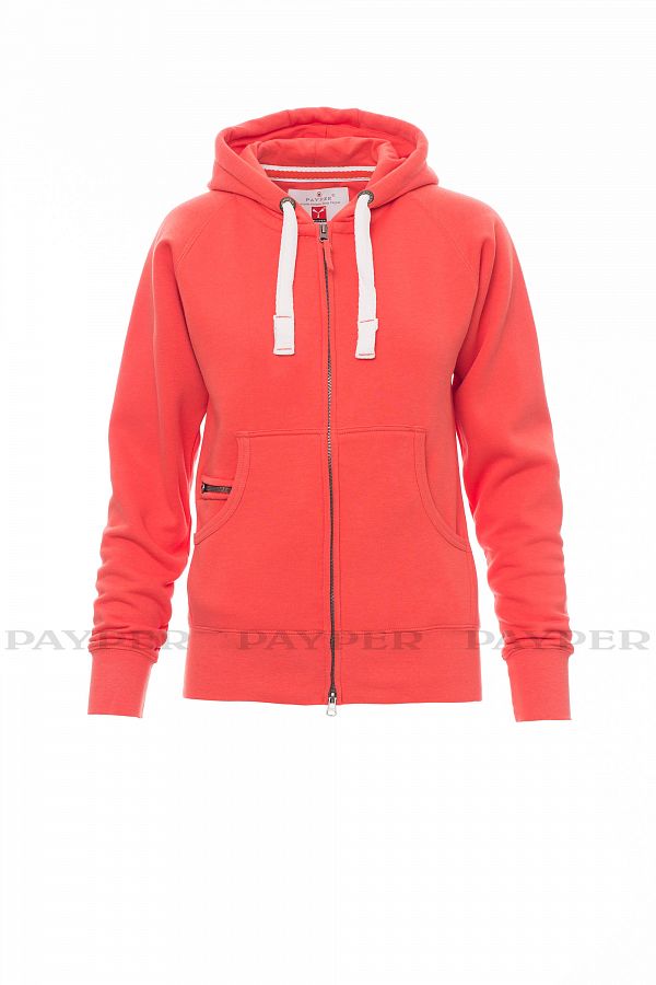 Dámská mikina s kapucí DALLAS+LADY 03001, sytě korálová,  vel. M - Obrázek Dámská mikina s kapucí DALLAS+LADY 03001, sytě korálová,  vel. M - Obrázek